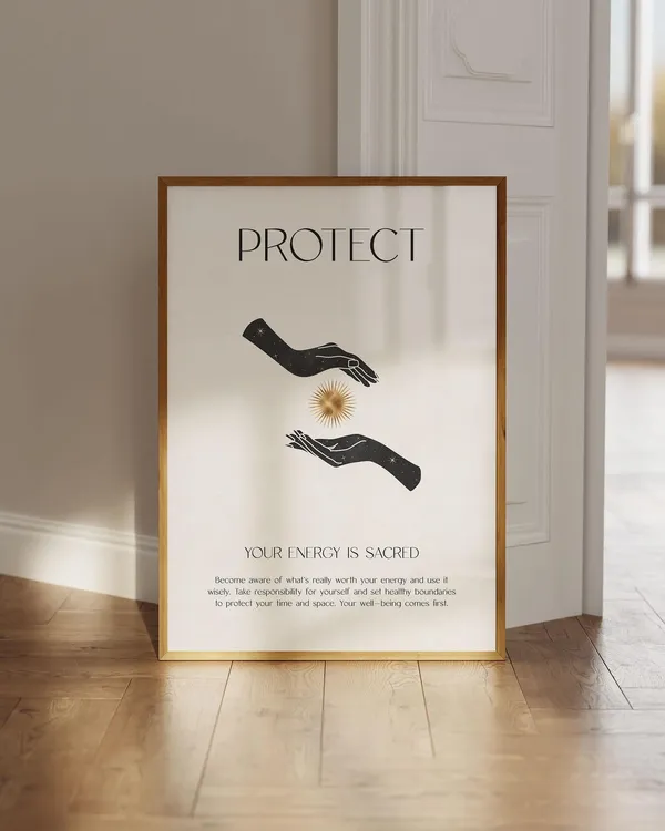 Protect Your Energy Spiritual Poster, Positive Art Print