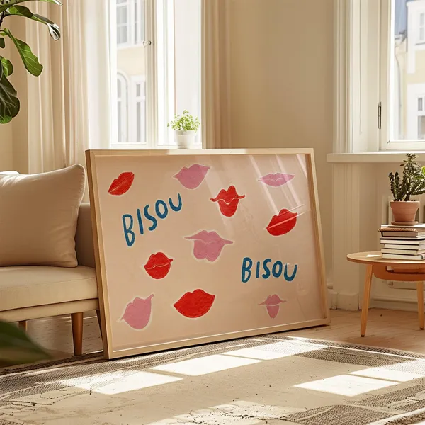 Bisou Hand-Drawn Kisses Art Print