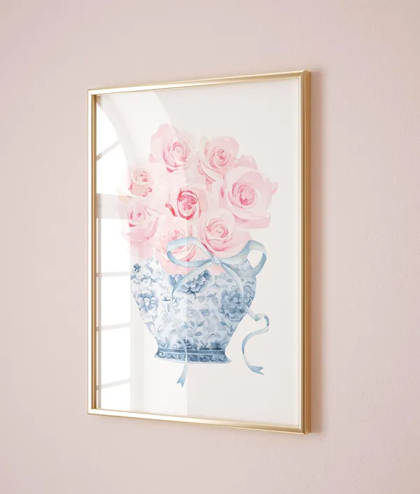Blue Chinoiserie Grandmillennial Decor Art Print