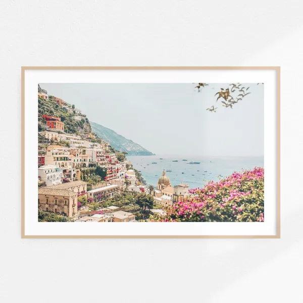 Vintage Amalfi Coast Positano Landscape Travel Poster
