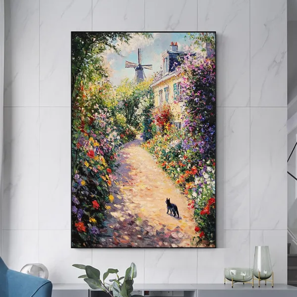 Romantic Township Floral Landscape, Boho Art Print