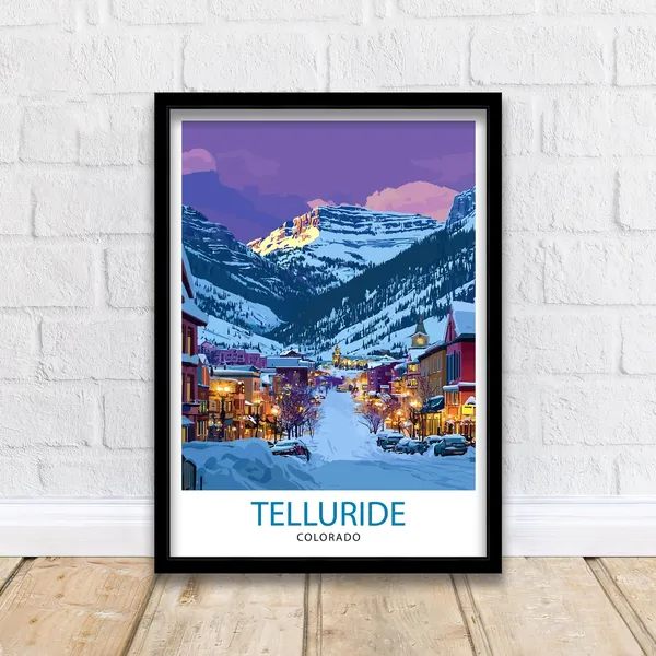 Telluride Colorado Travel Poster, Mountain Town