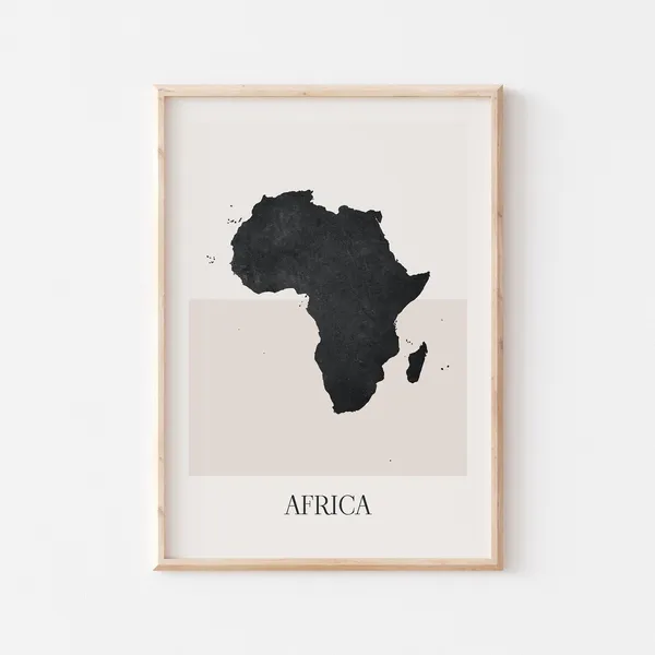 Africa Map Poster, Minimalist Boho Art Print