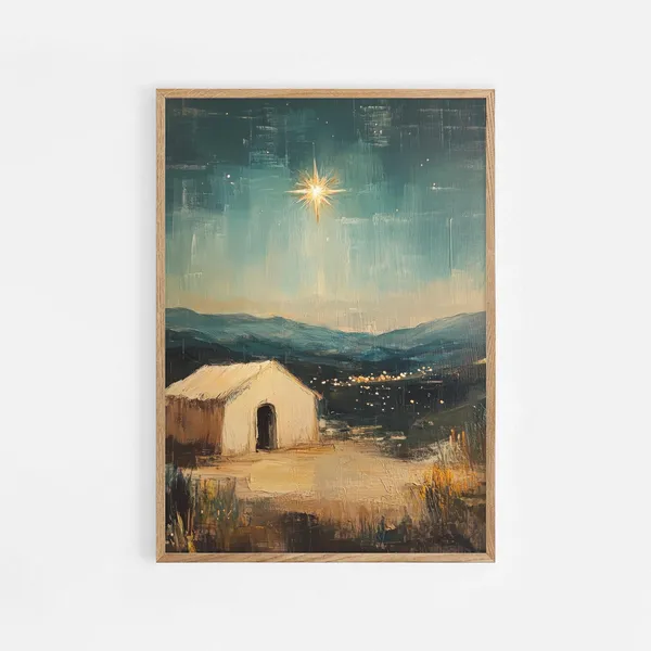 Nativity Scene Art Print, Bethlehem Christian Decor