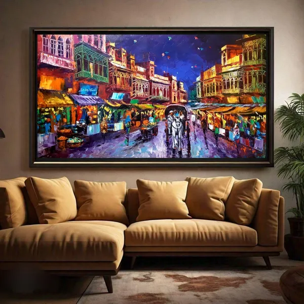 Indian City Oil Painting Art Print, Home Decor