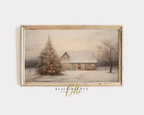 Winter Landscape Rustic Country Neutral Art Print