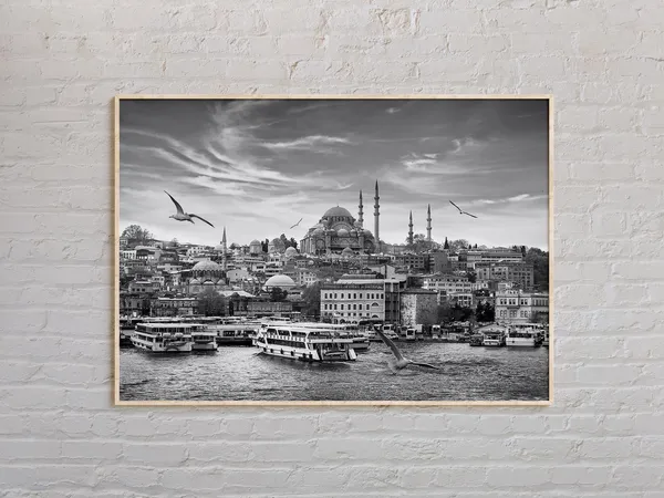 Black and White Istanbul Travel Poster, Wall Art