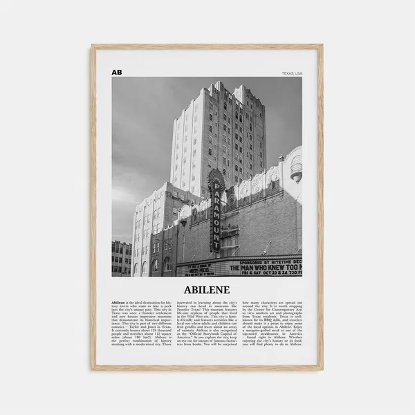 Abilene Map, Texas USA Travel Poster