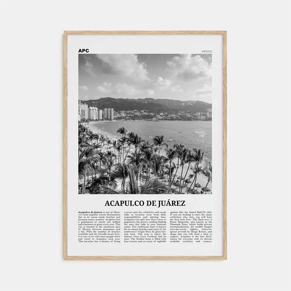 Acapulco De Juarez Black and White Travel Poster