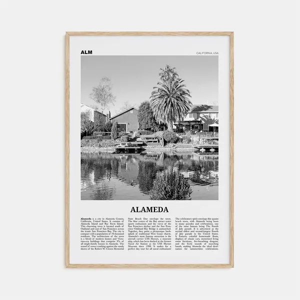 Alameda Black and White Travel Poster, California
