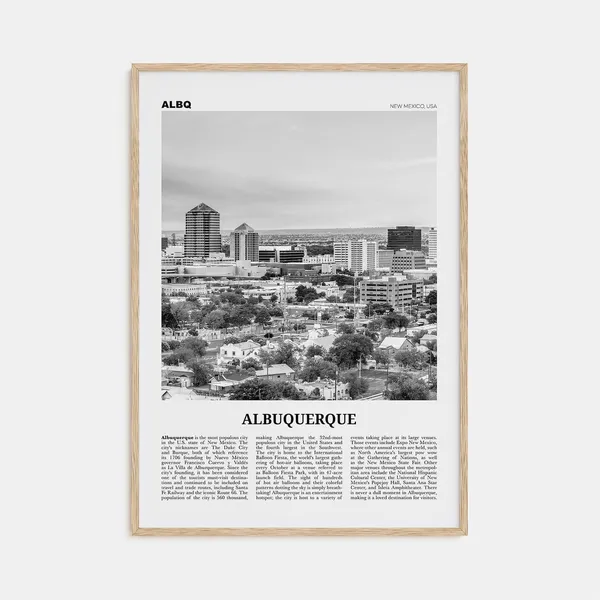 Albuquerque Black and White Travel Poster, New Mexico