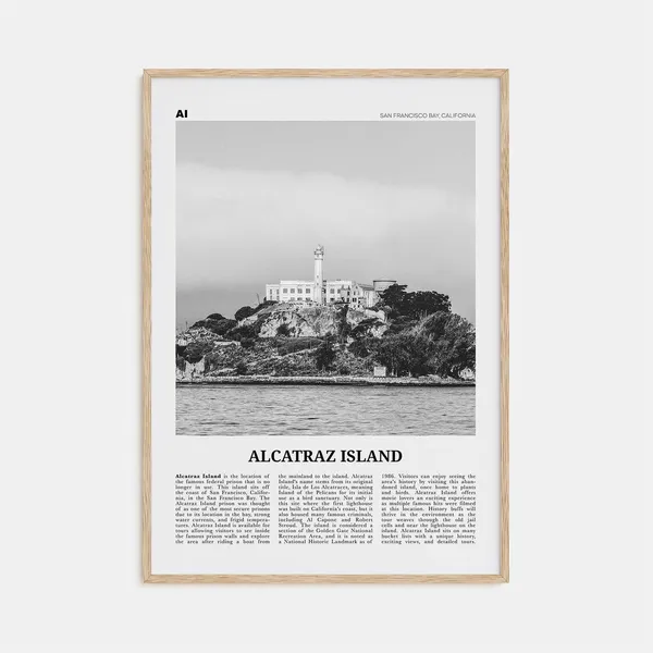 Alcatraz Island Black and White Travel Poster