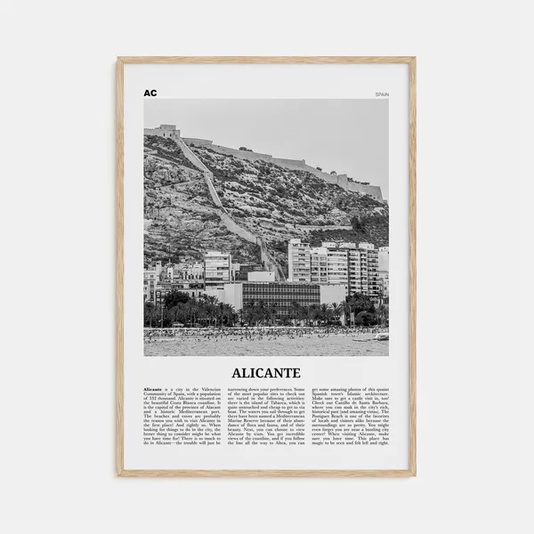 Alicante Black and White Travel Poster, Spain Europe