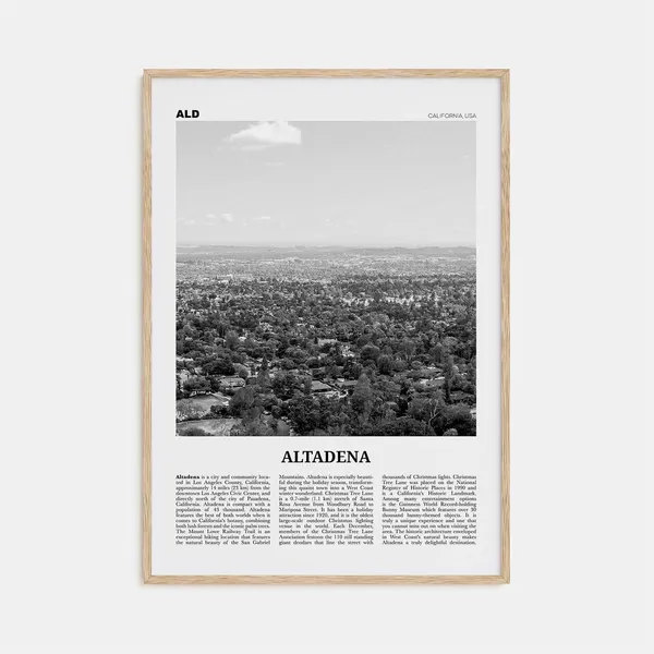 Altadena Black And White Travel Poster Art Print