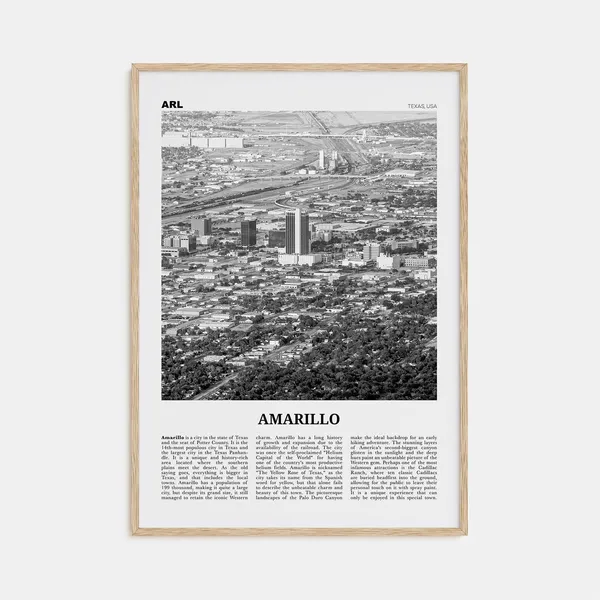 Amarillo Black and White Texas Travel Art Print
