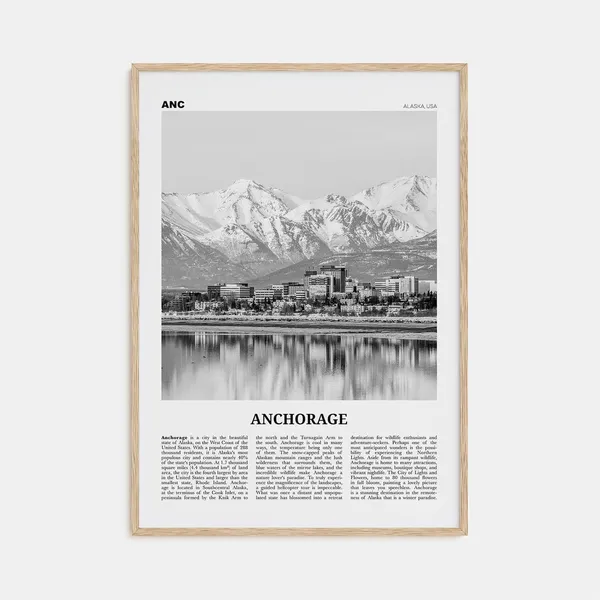 Anchorage Black and White Travel Poster, Alaska
