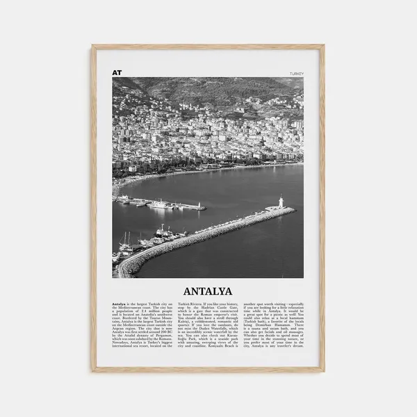 Antalya Black and White Travel Poster, Turkey
