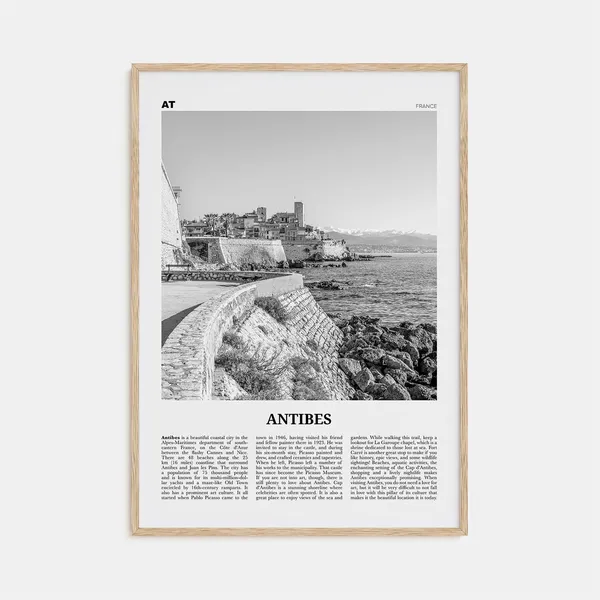 Antibes Black and White Travel Poster, Côte d'Azur