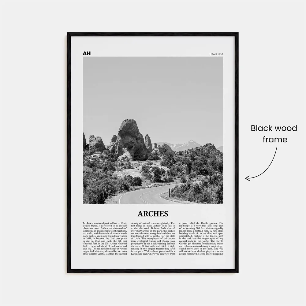 Arches National Park Black and White Travel Poster - Image 3