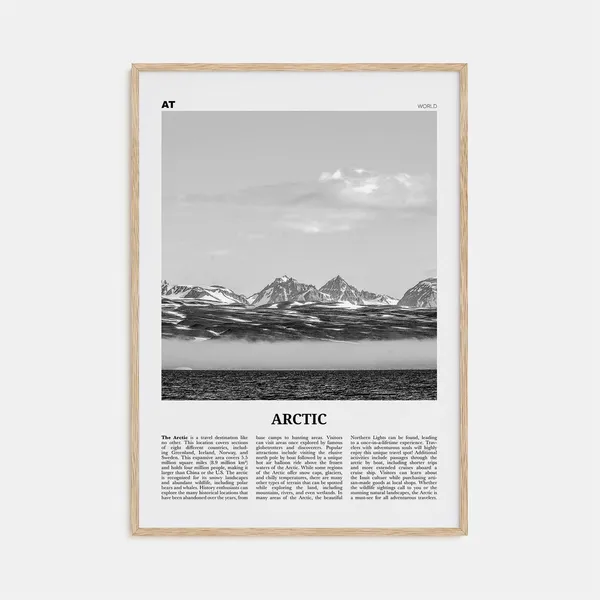 Arctic Map Art Print, Black and White Wall Decor