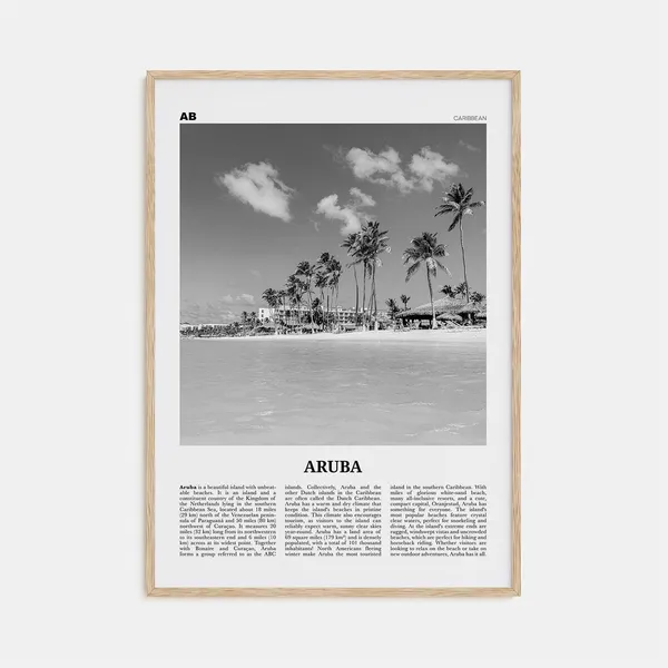 Aruba Black and White Travel Poster, Oranjestad