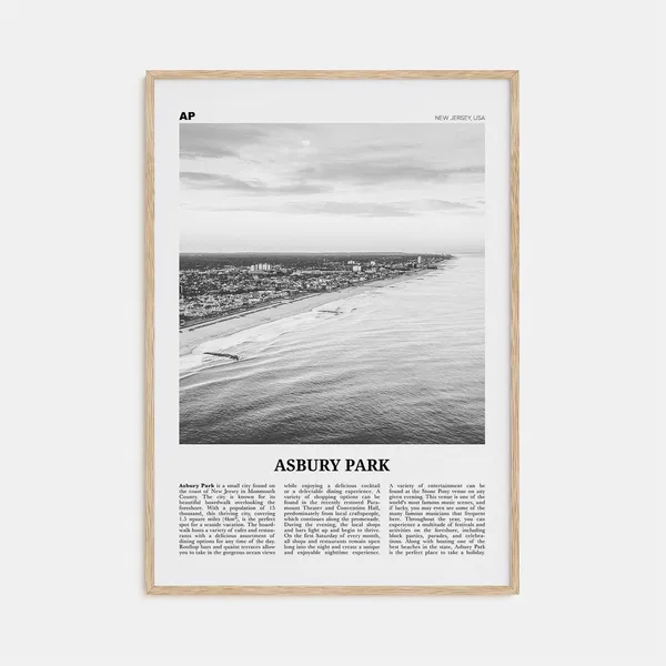 Asbury Park Black and White Travel Poster Print