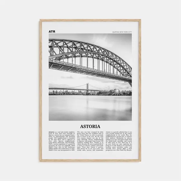 Astoria, New York Black and White Travel Poster