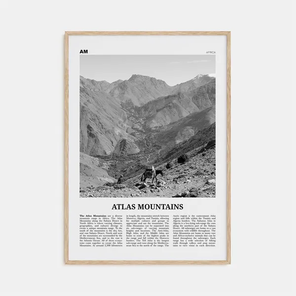 Atlas Mountains Black And White Travel Poster