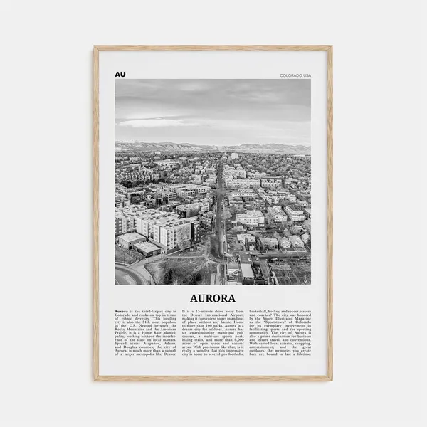 Aurora Colorado Black and White Travel Poster
