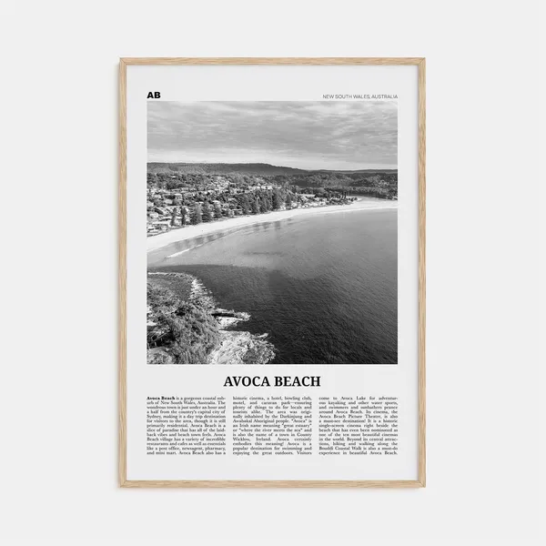 Avoca Beach Black And White Travel Poster, Australia