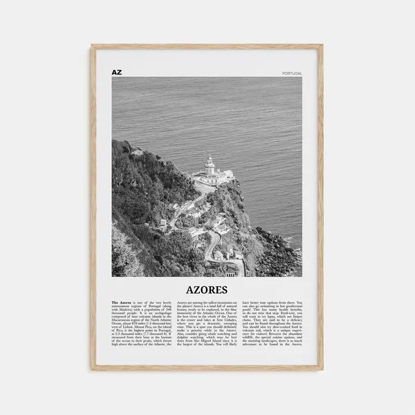 Azores, Portugal Black And White Travel Poster