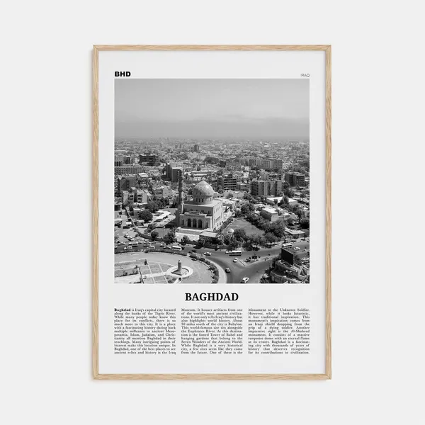 Baghdad Black and White Travel Poster Art Print