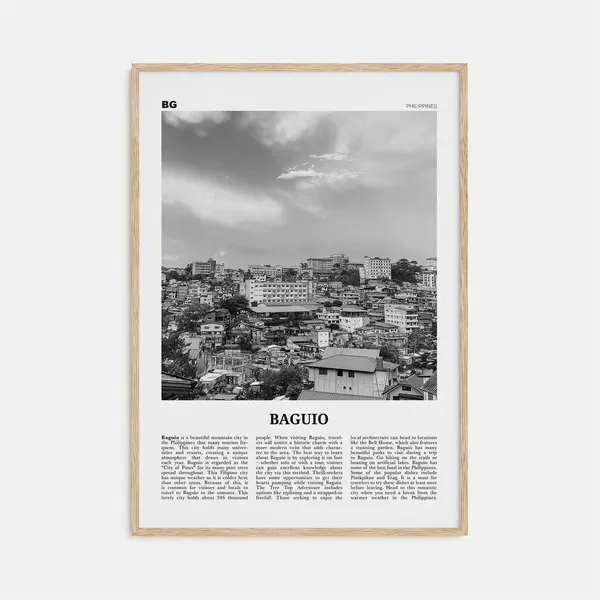 Baguio Black And White Map Travel Poster