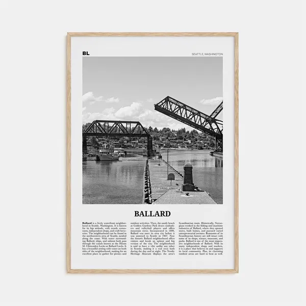 Ballard, Washington Black and White Travel Poster