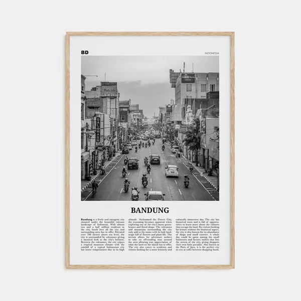 Bandung Black And White Map Poster, Indonesia