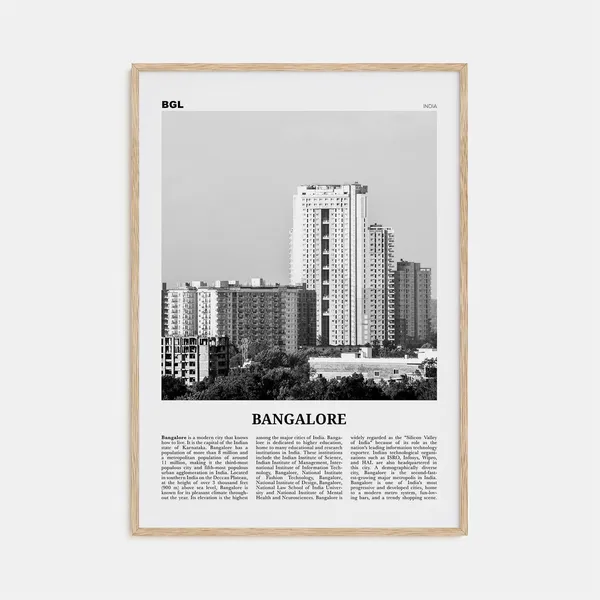 Bangalore Black And White Travel Poster, India