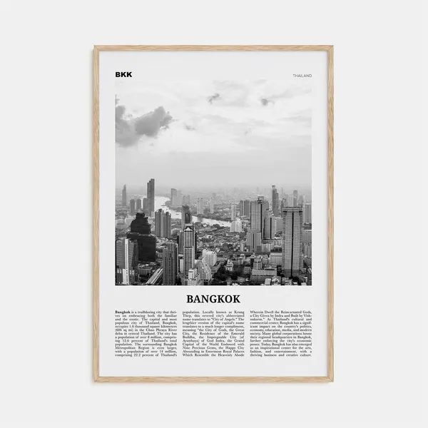 Bangkok Black and White Travel Poster, Thailand