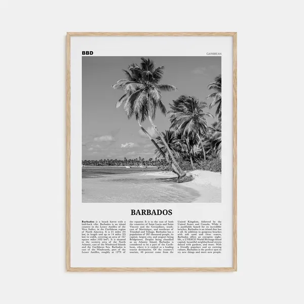 Barbados Black And White Travel Poster, No. 1