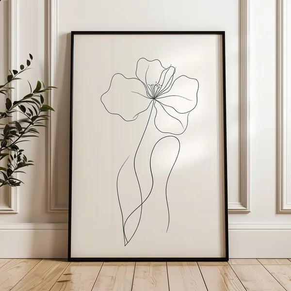 Flower Line Art Poster, Minimalist Botanical Print