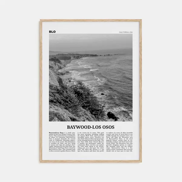 Baywood Los Osos Black and White Travel Poster