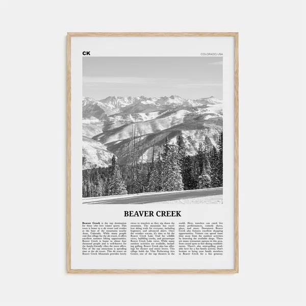 Beaver Creek Black and White Travel Poster, Colorado