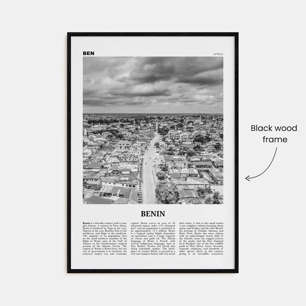 Benin Black and White Travel Poster, Cotonou Africa - Image 3