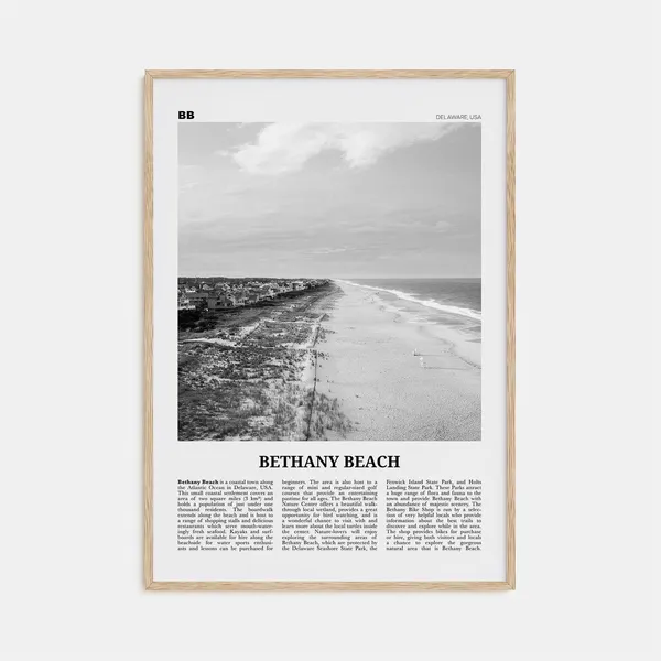 Bethany Beach Black And White Travel Poster, Delaware