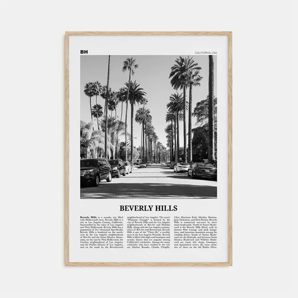 Beverly Hills Black And White Travel Poster