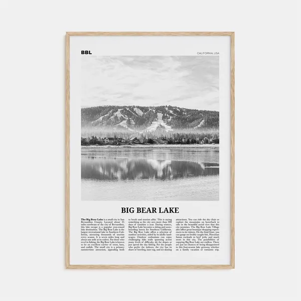 Big Bear Lake Black and White California Travel Poster