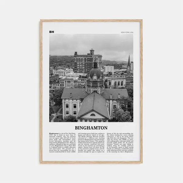 Binghamton Black and White Travel Poster, New York