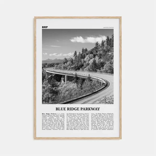 Blue Ridge Parkway Black And White Travel Poster