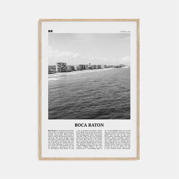 Boca Raton Black and White Travel Poster, Florida