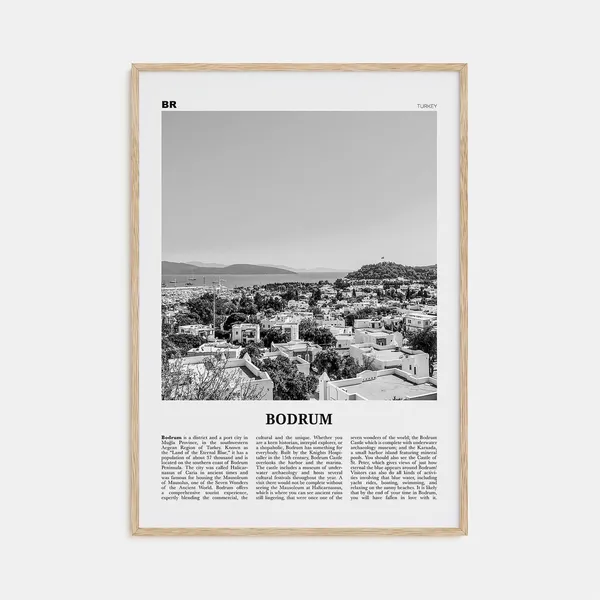Bodrum Black and White Travel Poster, Türkiye Wall Art