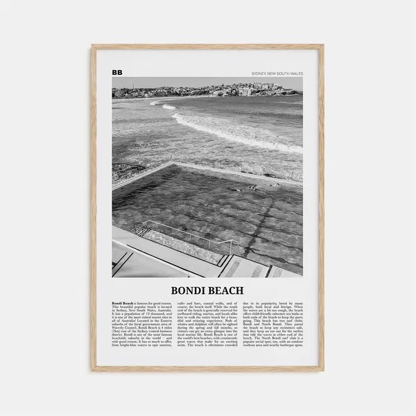 Bondi Beach No. 1, Black and White Travel Poster